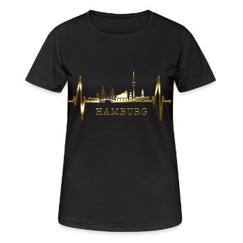 Hamburg Skyline Heartbeat Hamburg Love Fan - Women's Breathable T-Shirt - black - Front - AI Model Female 172 light (172cm)