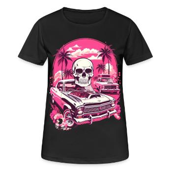Classic Car und Totenkopf - Frauen T-Shirt atmungsaktiv - Schwarz - Vorne - AI Model Female 172 light (172cm)