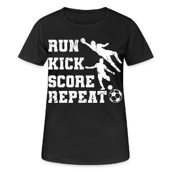 Exécuter la répétition du score de coup de pied - T-shirt respirant Femme - noir - Devant - AI Model Female 172 light (172cm)