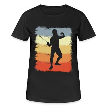 Look vintage d'escrimeur - T-shirt respirant Femme - noir - Devant - AI Model Female 172 light (172cm)