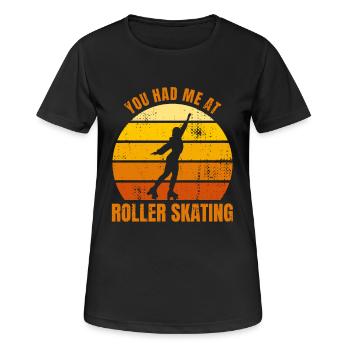 Rollschuhlaufen - Frauen T-Shirt atmungsaktiv - Schwarz - Vorne - AI Model Female 172 light (172cm)