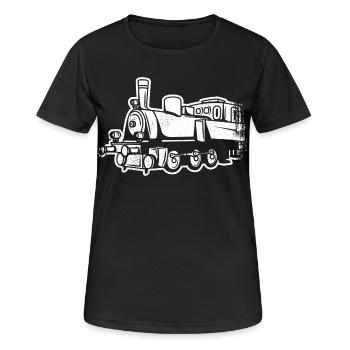 Dampflokomotive Skizze - Frauen T-Shirt atmungsaktiv - Schwarz - Vorne - AI Model Female 172 light (172cm)