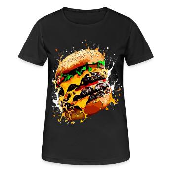 Triple Cheeseburger XXL Burger Art - Frauen T-Shirt atmungsaktiv - Schwarz - Vorne - AI Model Female 172 light (172cm)