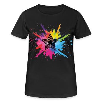étoile noire et explosion multicolore - T-shirt respirant Femme - noir - Devant - AI Model Female 172 light (172cm)