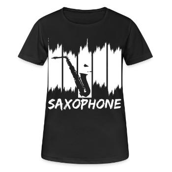 Saxophon Skizze - Frauen T-Shirt atmungsaktiv - Schwarz - Vorne - AI Model Female 172 light (172cm)