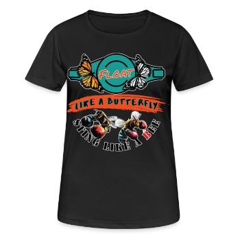 Schweben wie ein Schmetterling, stechen wie eine Biene - Frauen T-Shirt atmungsaktiv - Schwarz - Vorne - AI Model Female 172 light (172cm)