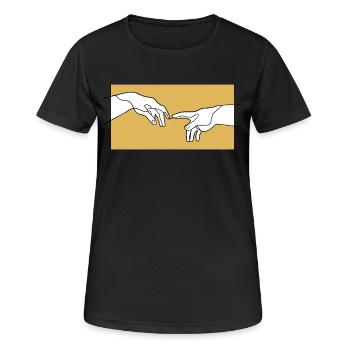 Kreation von Adam-Händen, Michelangelo-Inspiration - Frauen T-Shirt atmungsaktiv - Schwarz - Vorne - AI Model Female 172 light (172cm)