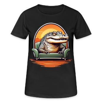 Alligator auf Sofa - Frauen T-Shirt atmungsaktiv - Schwarz - Vorne - AI Model Female 172 light (172cm)