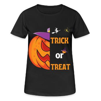 Cadeau halloween "Trick or Treat" - T-shirt respirant Femme - noir - Devant - AI Model Female 172 light (172cm)
