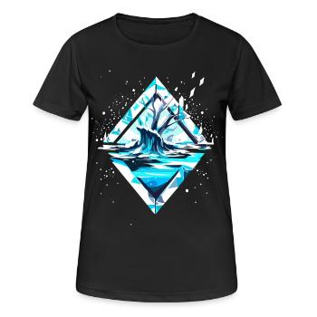 Schnee Eiskristall Winterlandschaft - Frauen T-Shirt atmungsaktiv - Schwarz - Vorne - AI Model Female 172 light (172cm)