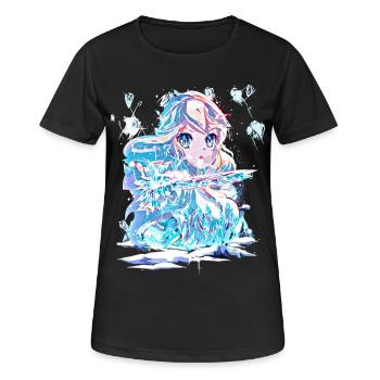 Eiskristall Schneekönigin Anime Eisprinzessin - Frauen T-Shirt atmungsaktiv - Schwarz - Vorne - AI Model Female 172 light (172cm)