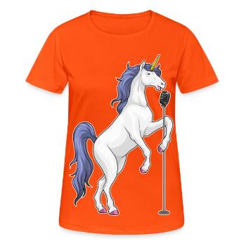 Chant du micro du chanteur licorne - T-shirt respirant Femme - orange néon - Devant - AI Model Female 172 dark (172cm)