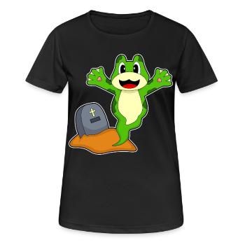 Pierre tombale d’Halloween de grenouilles - T-shirt respirant Femme - noir - Devant - AI Model Female 172 light (172cm)