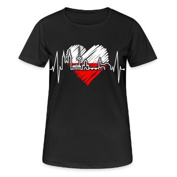 Regensburg Skyline Herzschlag Liebe Regensburger - Frauen T-Shirt atmungsaktiv - Schwarz - Vorne - AI Model Female 172 light (172cm)