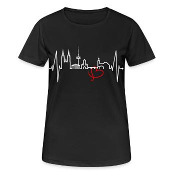 Regensburg Skyline Herzschlag Liebe Regensburger - Frauen T-Shirt atmungsaktiv - Schwarz - Vorne - AI Model Female 172 light (172cm)