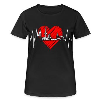 Regensburg Skyline Herzschlag Liebe Regensburger - Frauen T-Shirt atmungsaktiv - Schwarz - Vorne - AI Model Female 172 light (172cm)