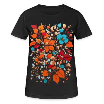 Blumen mit Nüsse - Frauen T-Shirt atmungsaktiv - Schwarz - Vorne - AI Model Female 172 light (172cm)