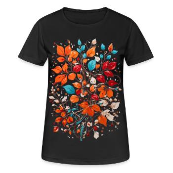 Blumen mit Nüsse - Frauen T-Shirt atmungsaktiv - Schwarz - Vorne - AI Model Female 172 light (172cm)