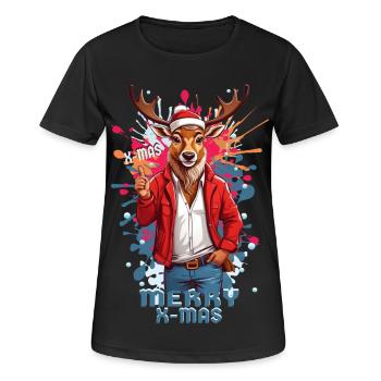Cool Rudolph le renne - T-shirt respirant Femme - noir - Devant - AI Model Female 172 light (172cm)