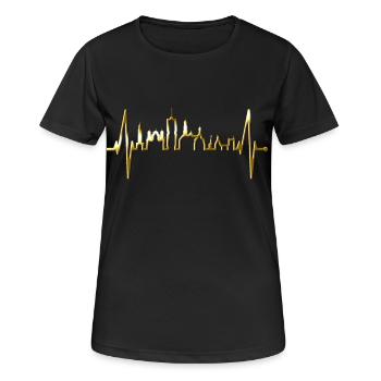 Augsburg Skyline Heartbeat Fan J’aime Augsburger - T-shirt respirant Femme - noir - Devant - AI Model Female 172 light (172cm)