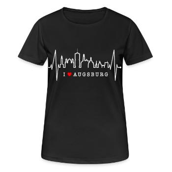 Augsburg Skyline Heartbeat Fan J’aime Augsburger - T-shirt respirant Femme - noir - Devant - AI Model Female 172 light (172cm)