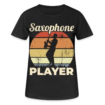 Lustiger Saxophonist - Frauen T-Shirt atmungsaktiv - Schwarz - Vorne - AI Model Female 172 light (172cm)