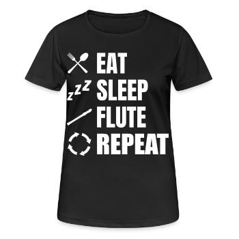 Eat Sleep Flute Repeat - Frauen T-Shirt atmungsaktiv - Schwarz - Vorne - AI Model Female 172 light (172cm)