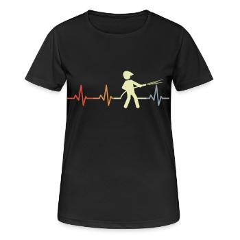 Feuerwehr Herzklopfen - Frauen T-Shirt atmungsaktiv - Schwarz - Vorne - AI Model Female 172 light (172cm)