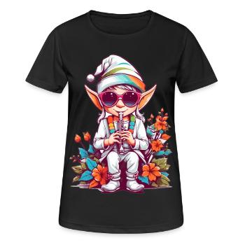 Elfe avec flûte - T-shirt respirant Femme - noir - Devant - AI Model Female 172 light (172cm)