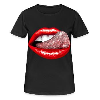 Glitzerzunge - Frauen T-Shirt atmungsaktiv - Schwarz - Vorne - AI Model Female 172 light (172cm)