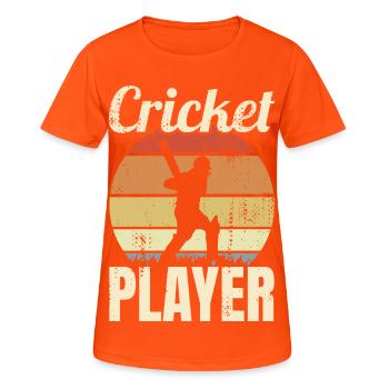 Vintage Cricket Player - Women's Breathable T-Shirt - neon orange - Front - AI Model Female 172 dark (172cm)