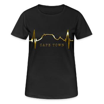 Cape Town Skyline Heartbeat Afrique du Sud Table Mountain - T-shirt respirant Femme - noir - Devant - AI Model Female 172 light (172cm)