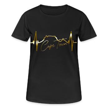 Cape Town Skyline Heartbeat Afrique du Sud Table Mountain - T-shirt respirant Femme - noir - Devant - AI Model Female 172 light (172cm)