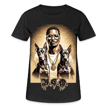 Rappeur avec Dobermans - T-shirt respirant Femme - noir - Devant - AI Model Female 172 light (172cm)