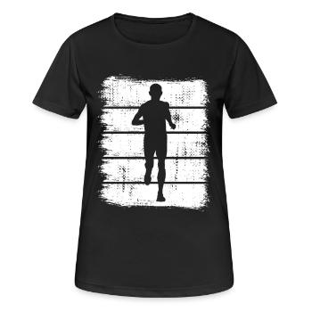 Lustige Läufer Zeichnung - Frauen T-Shirt atmungsaktiv - Schwarz - Vorne - AI Model Female 172 light (172cm)
