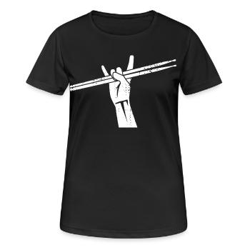 Schlagzeuger Rockmusik - Frauen T-Shirt atmungsaktiv - Schwarz - Vorne - AI Model Female 172 light (172cm)