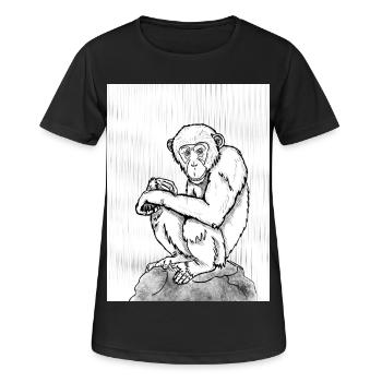 Nachdenklicher Schimpanse - Frauen T-Shirt atmungsaktiv - Schwarz - Vorne - AI Model Female 172 light (172cm)