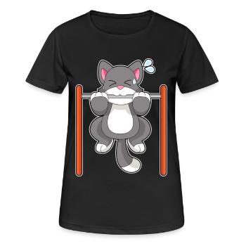 Cat Bodybuilder Pull-ups Bodybuilding - Women's Breathable T-Shirt - black - Front - AI Model Female 172 light (172cm)