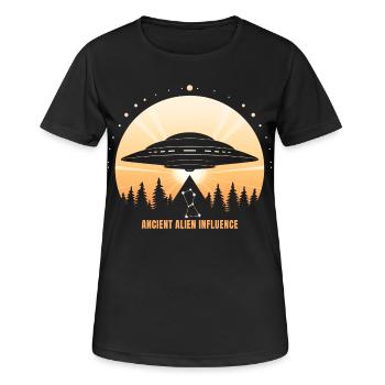 Ancient Alien Influence – UFO Orion Pyramid - Women's Breathable T-Shirt - black - Front - AI Model Female 172 light (172cm)