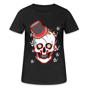 Geist Zylinder Gentleman Totenkopf Horror Clown - Frauen T-Shirt atmungsaktiv - Schwarz - Vorne - AI Model Female 172 light (172cm)