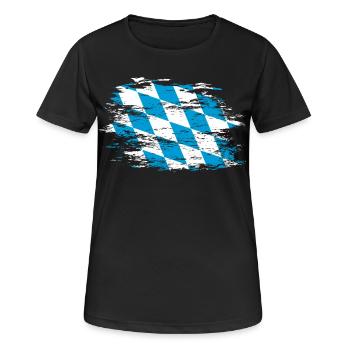 Bayern Flagge used - Frauen T-Shirt atmungsaktiv - Schwarz - Vorne - AI Model Female 172 light (172cm)