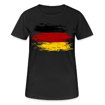 Deutschland Flagge used - Frauen T-Shirt atmungsaktiv - Schwarz - Vorne - AI Model Female 172 light (172cm)