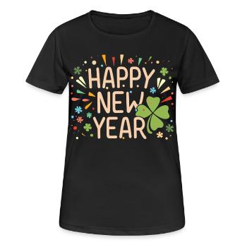Neujahrsfreude mit Shamrock - Frauen T-Shirt atmungsaktiv - Schwarz - Vorne - AI Model Female 172 light (172cm)