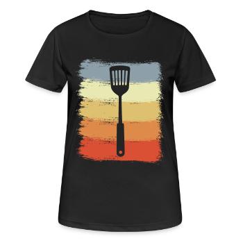 Cuillère en bois Vintage - T-shirt respirant Femme - noir - Devant - AI Model Female 172 light (172cm)