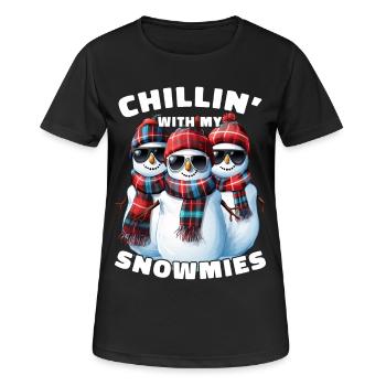 Chillin With My Snowmies Sonnenbrille Schneemänner - Frauen T-Shirt atmungsaktiv - Schwarz - Vorne - AI Model Female 172 light (172cm)
