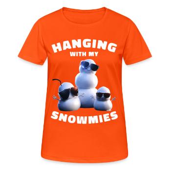 Hanging With My Snowmies Funny Snowmen - Women's Breathable T-Shirt - neon orange - Front - AI Model Female 172 dark (172cm)