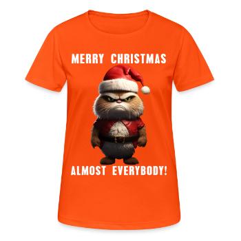 Merry Christmas Grim Cat Christmas Outfit - Women's Breathable T-Shirt - neon orange - Front - AI Model Female 172 dark (172cm)