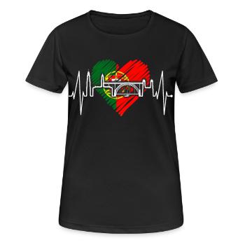 Porto Skyline Herzschlag Portugal Herz Love Porto - Frauen T-Shirt atmungsaktiv - Schwarz - Vorne - AI Model Female 172 light (172cm)