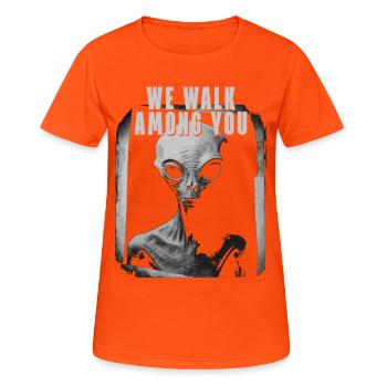 Nous marchons parmi vous Außerirdischer Außerirdische - T-shirt respirant Femme - orange néon - Devant - AI Model Female 172 dark (172cm)