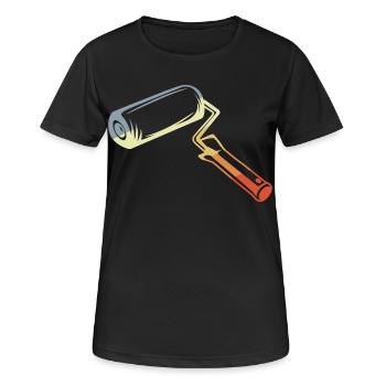Retro Painter's Scroll Sketch - Women's Breathable T-Shirt - black - Front - AI Model Female 172 light (172cm)